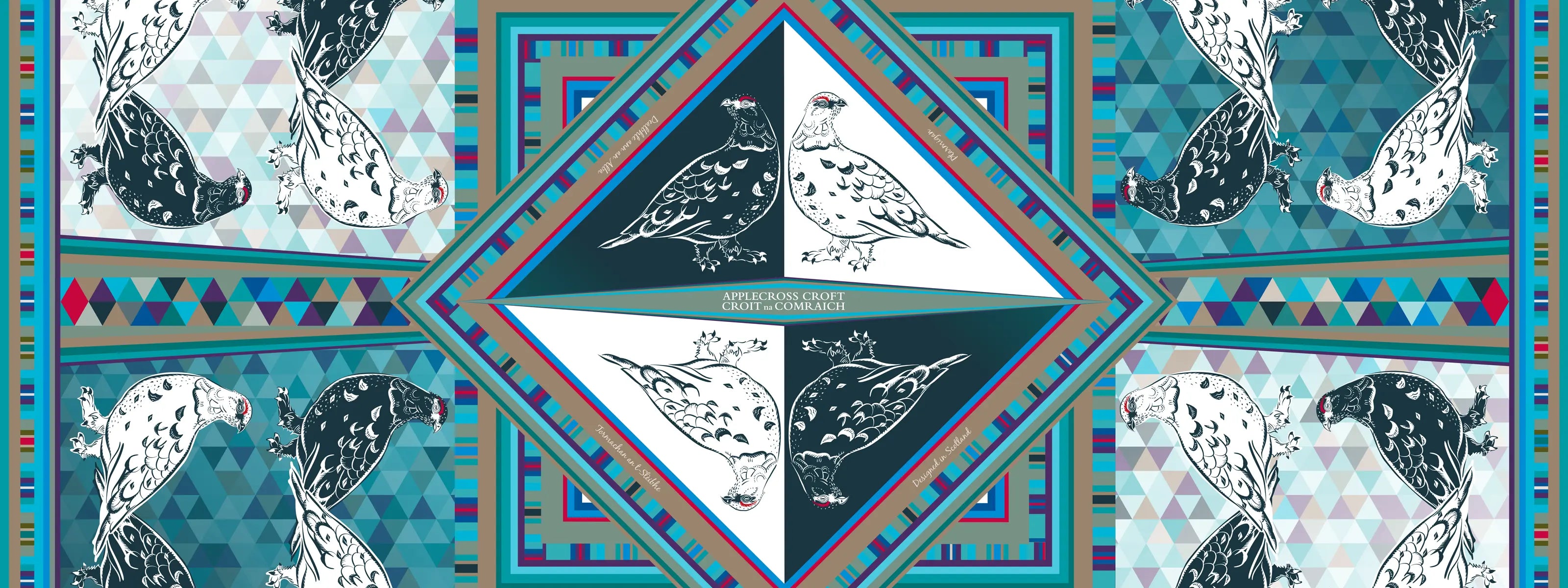A detail from our Ptarmigan silk scarf design. Inspired by the Scottish Highlands and perfect as a gift for a special occasion.