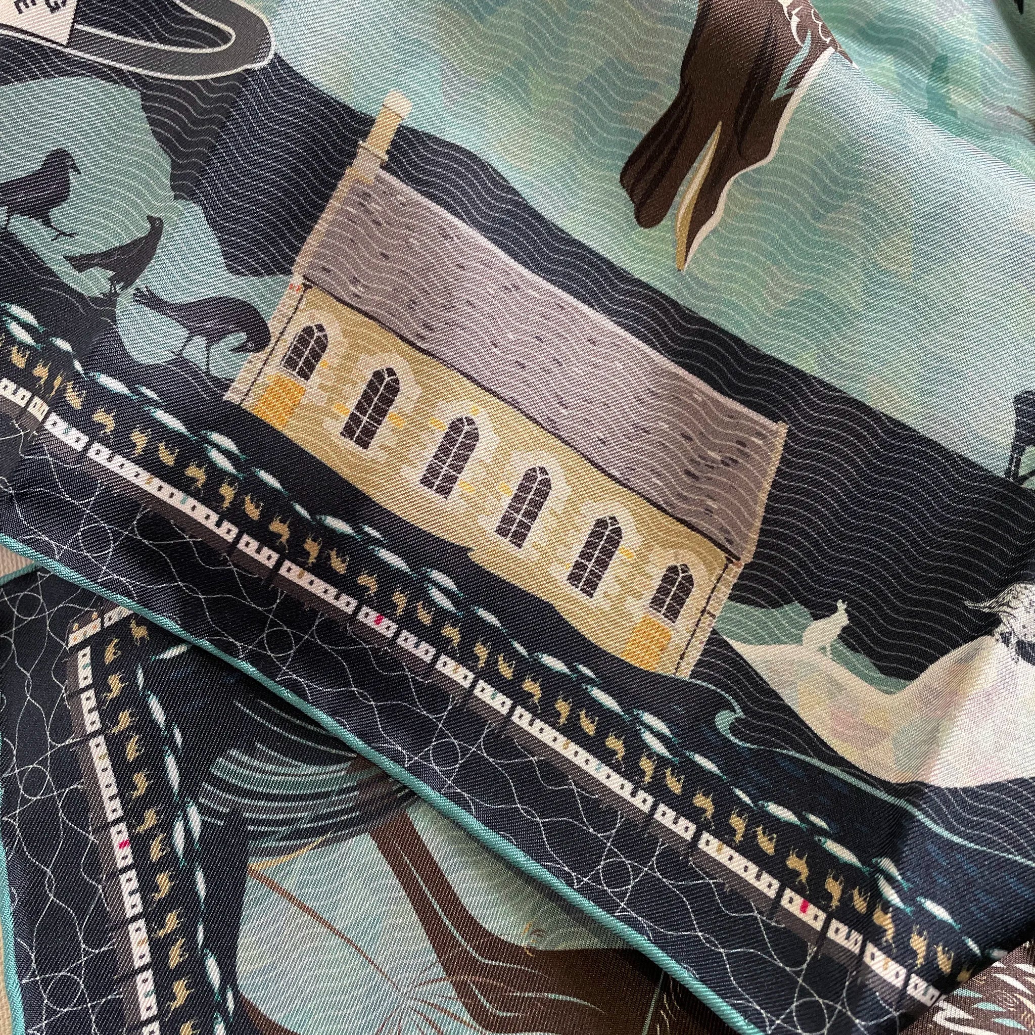 A detail from our Bealach na Bà luxury silk scarf exclusively designed in Applecross. Luxury Scottish Highland gift.