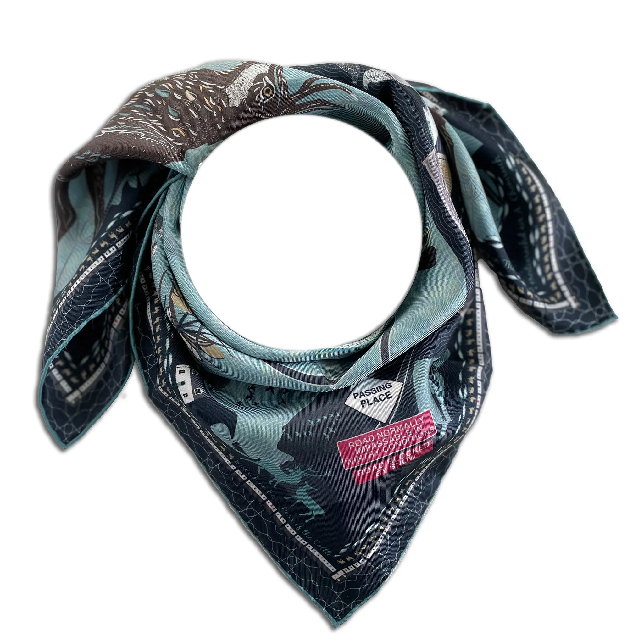 Bealach na Bà luxury silk scarf designed in the Scottish Highlands. Luxury Scottish Highland gift.