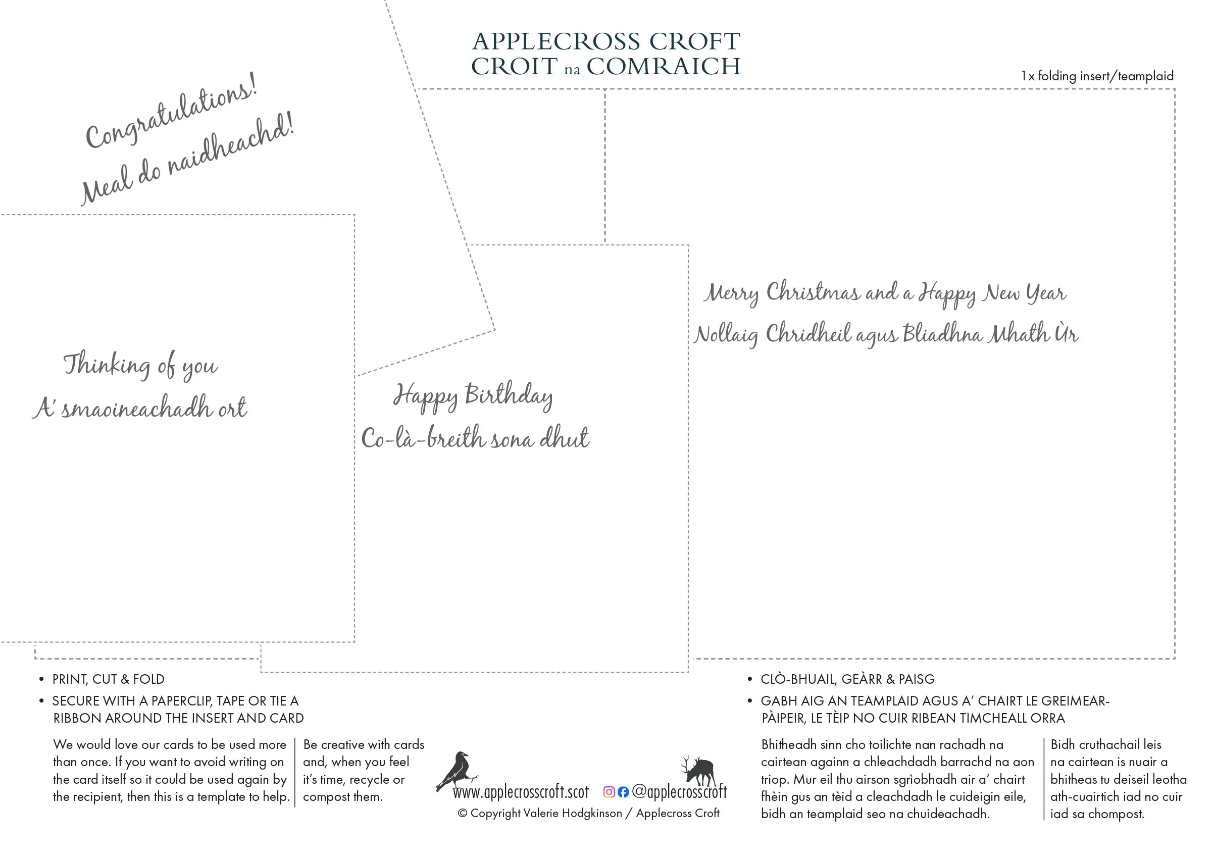 Card inserts are available to download free from Applecross Croft