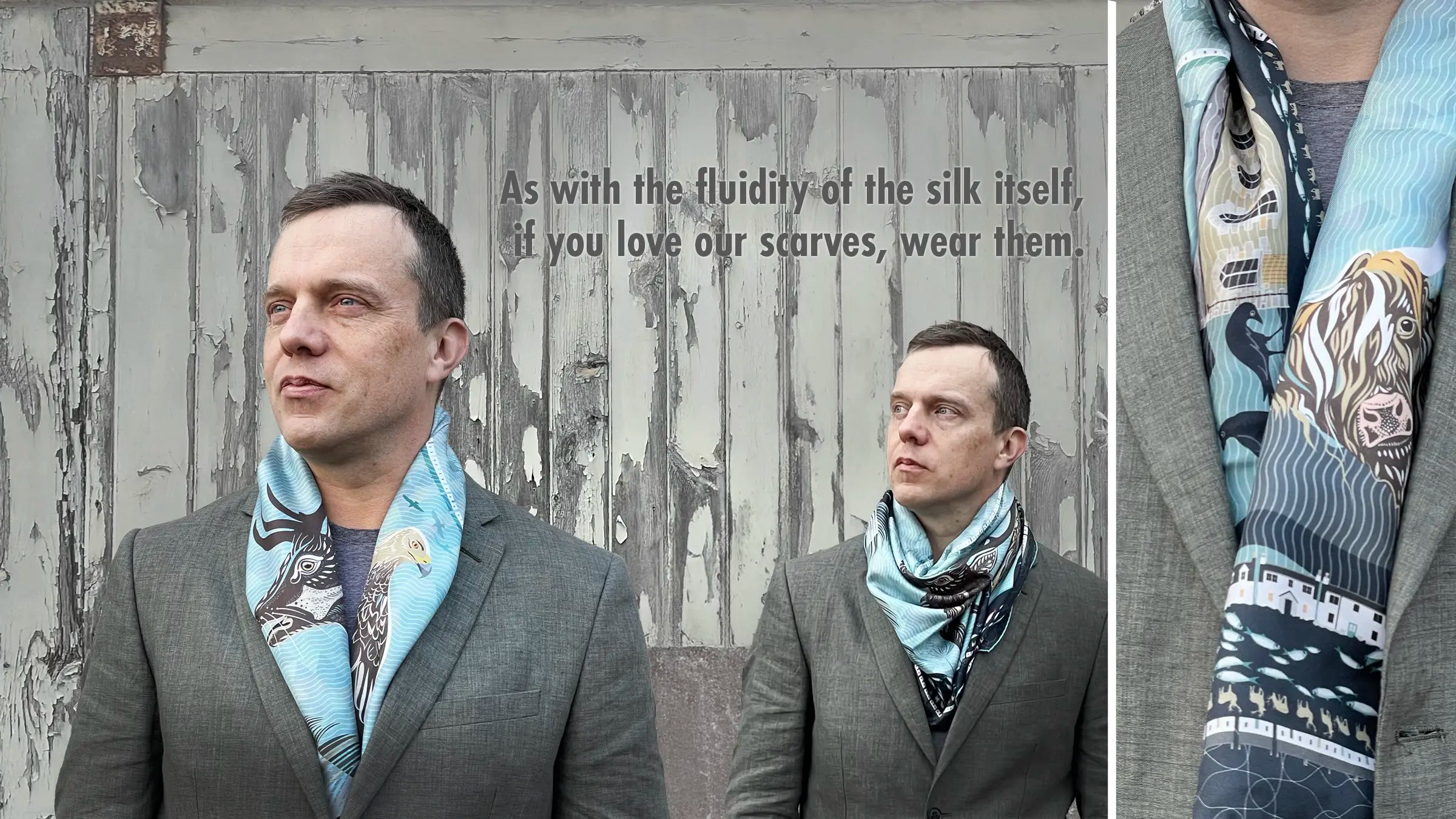 Gòrdan Camshron doubling as a model for our Bealach na Bà 'Grand - 130cm' square silk scarf.