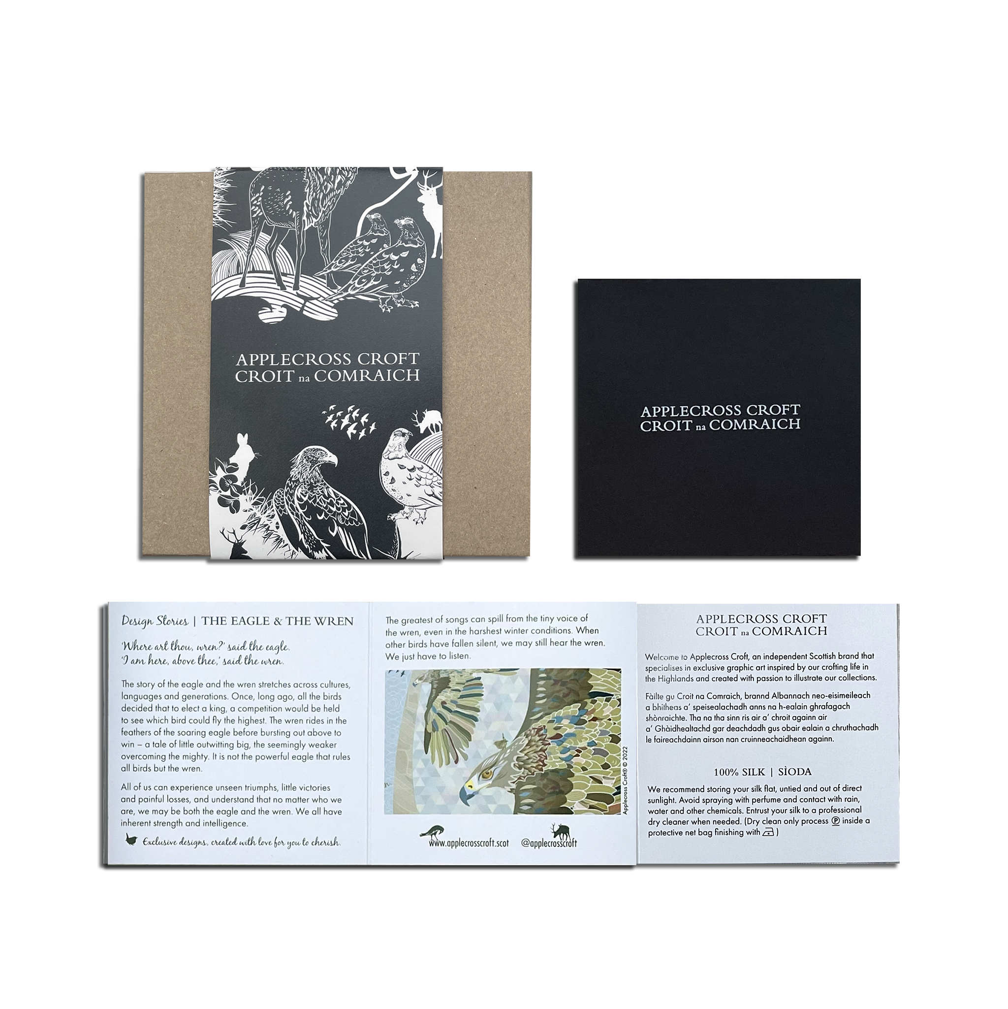 THE EAGLE & THE WREN | AN T-IOLAIR & AN DREATHAN-DONN | MIDI SILK SCARF | 65cm x 65cm