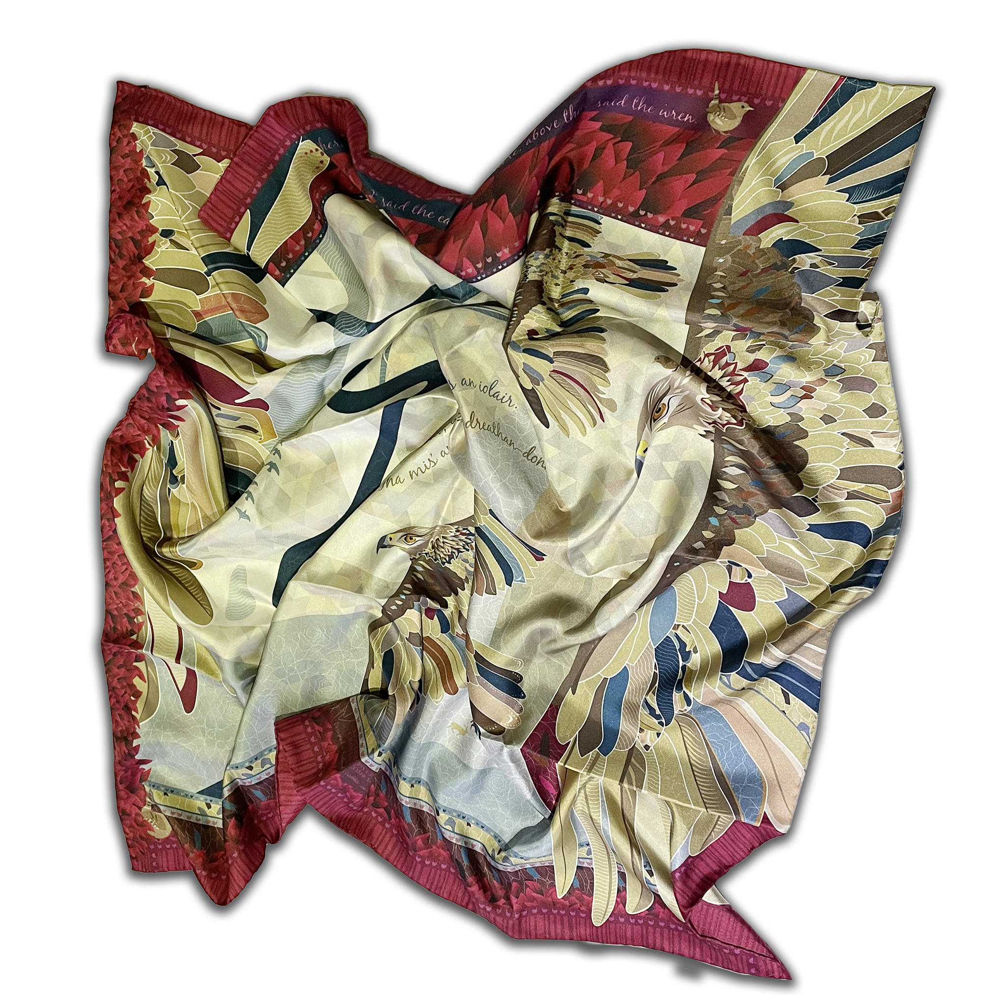 THE EAGLE & THE WREN | AN T-IOLAIR & AN DREATHAN-DONN | LARGE SILK SCARF | 90cm x 90cm