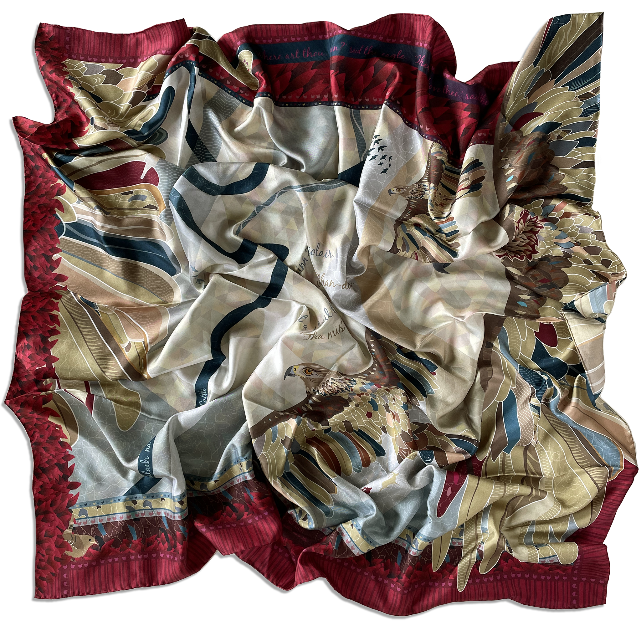 THE EAGLE & THE WREN | AN T-IOLAIR & AN DREATHAN-DONN | GRAND SILK SCARF | 130cm x 130cm