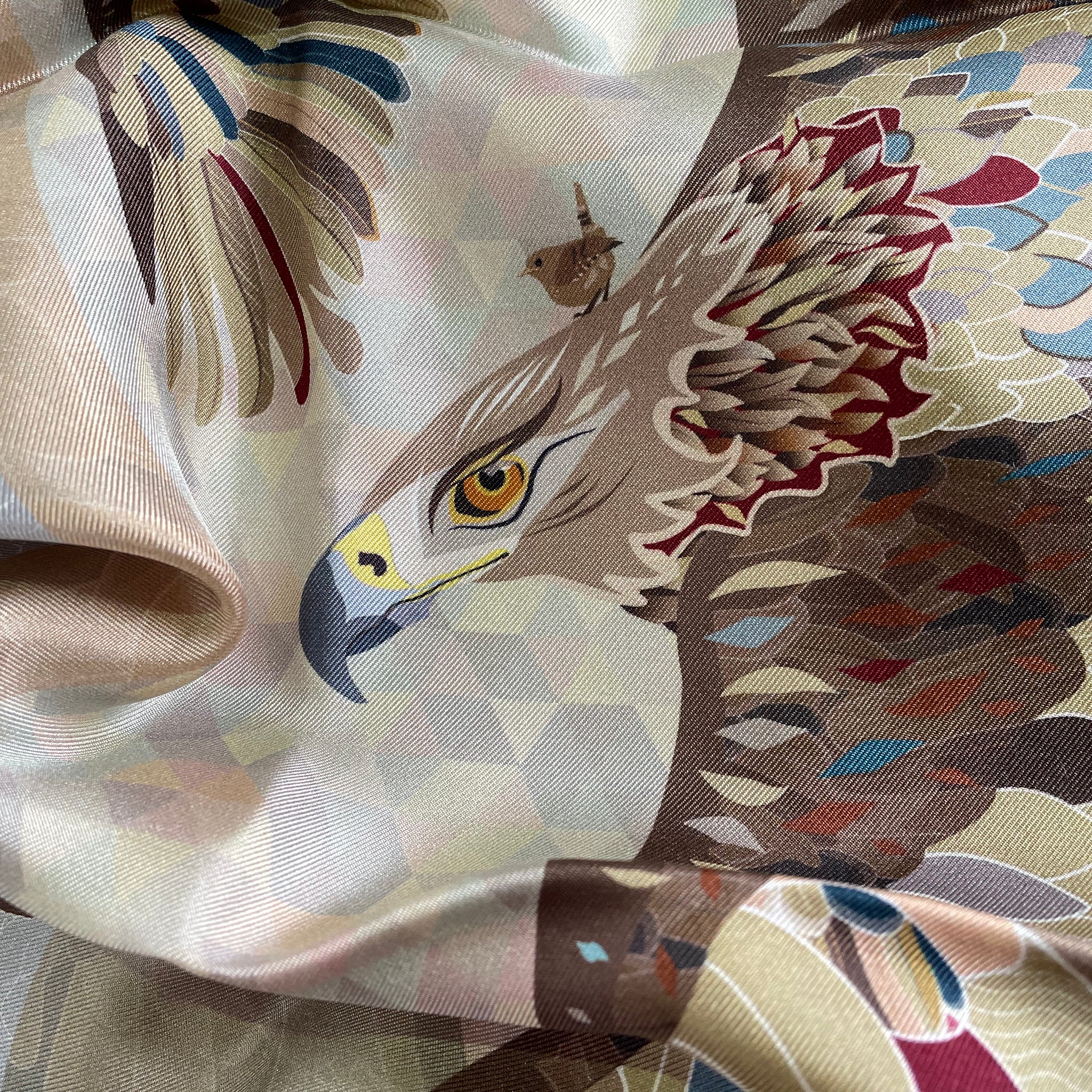  A detail from our Eagle & Wren silk scarf design inspired by and created in the Scottish Highlands and perfect for a special present.