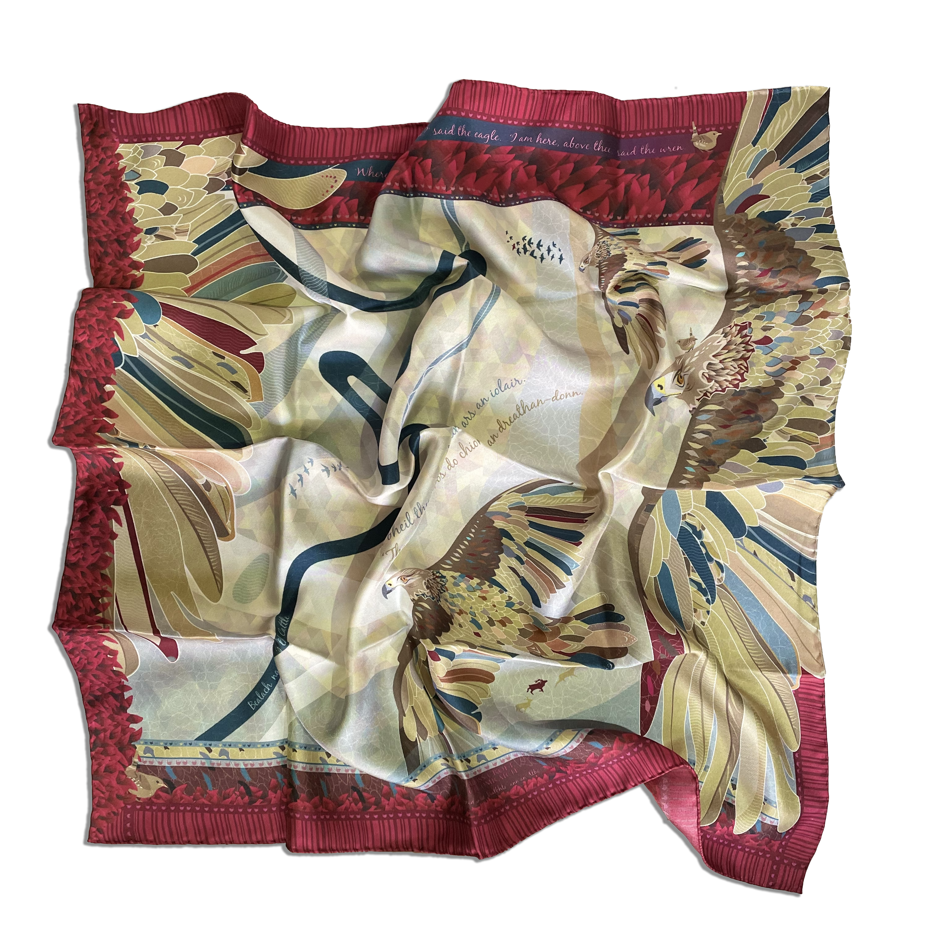 THE EAGLE & THE WREN | AN T-IOLAIR & AN DREATHAN-DONN | MIDI SILK SCARF | 65cm x 65cm