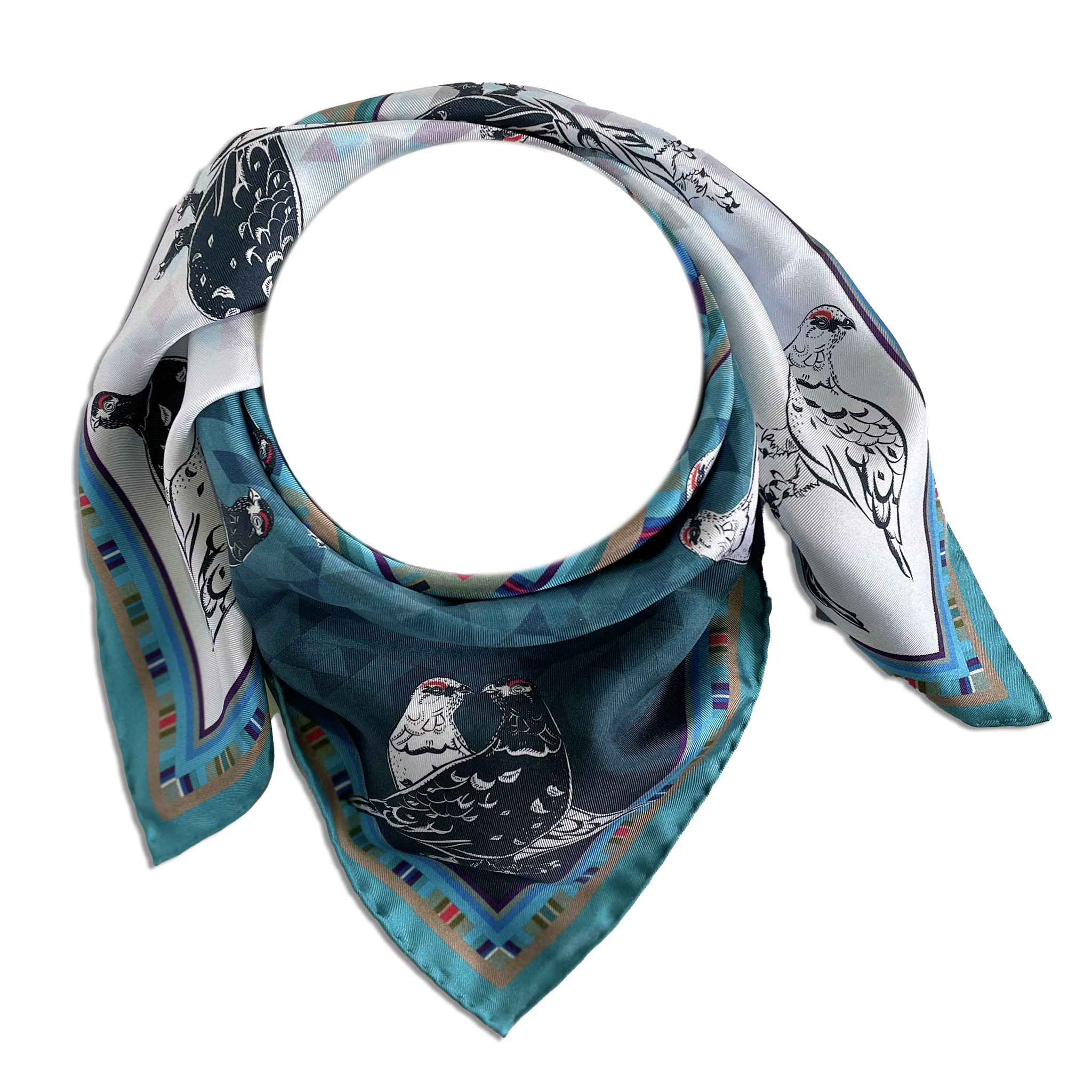 ptarmigan scarf tied