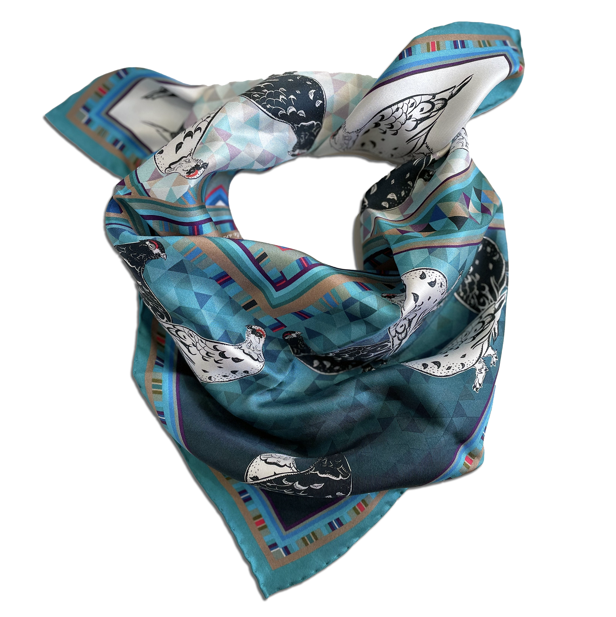 Ptarmigan scarf tied