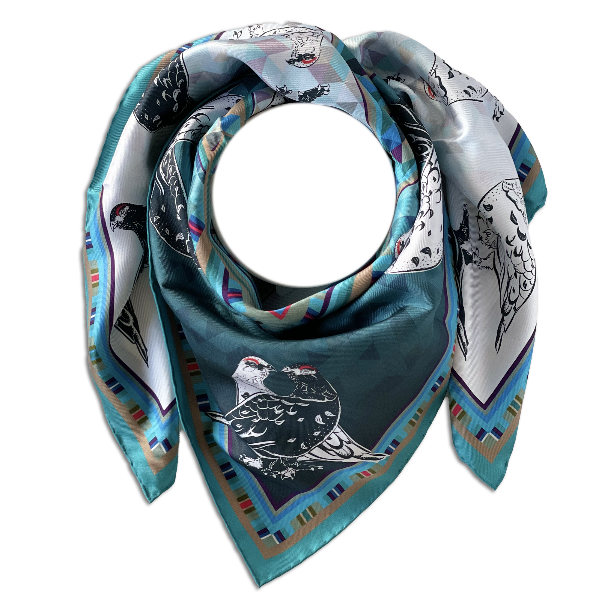 PTARMIGAN | TORMACHAN AN T-SLÈIBHE  | LARGE SILK SCARF | 90cm x 90cm