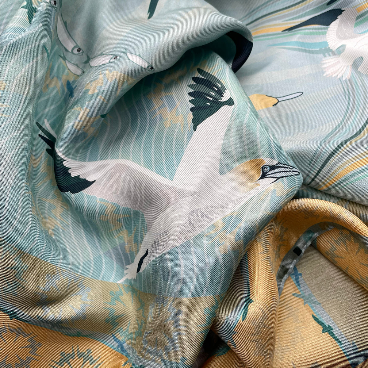 GANNETS | SÙLAIREAN | GRAND SILK SCARF | 130cm x 130cm