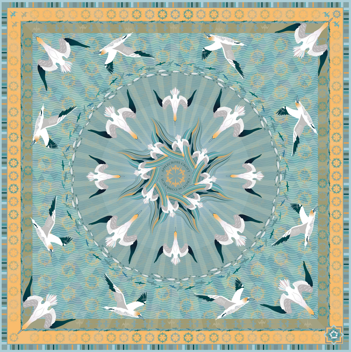 GANNETS | SÙLAIREAN | GRAND SILK SCARF | 130cm x 130cm